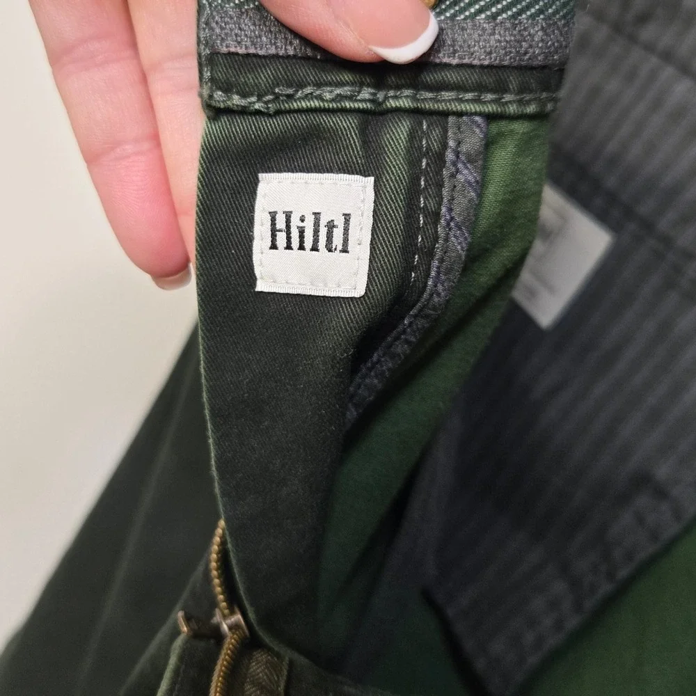 Hiltl Trouser Pants Men 38x30 Kenton Green Cotton Straight Leg 5 Pocket Jean Cut